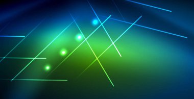 Neon parlayan techno hatları, mavi Hi-Tech futuristik soyut arka plan ışık ile şablon