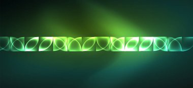 Techno parlayan cam geometrik şekiller vektör arka plan, Neon ışık efektleri ve basit formları ile futuristik karanlık şablon