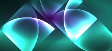 Neon parlayan techno hatları, Hi-Tech futuristik soyut arka plan. Koyu uzayda soyut şekiller ile şablon