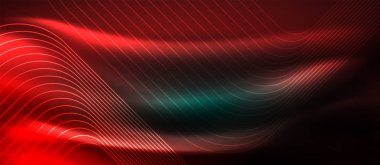 Neon parlayan elemanları, parlak hareket konsepti ile koyu arka plan