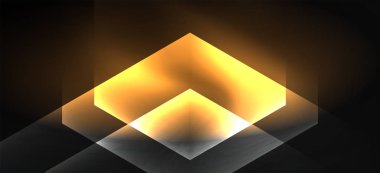 Neon renk altıgen şekiller, siyah arka planda çizgiler. Web zemin tasarımı için modern şablon. Soyut geometrik çerçeve