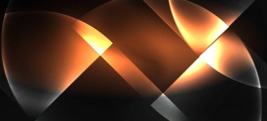 Neon parlayan techno hatları, Hi-Tech futuristik soyut arka plan. Koyu uzayda soyut şekiller ile şablon