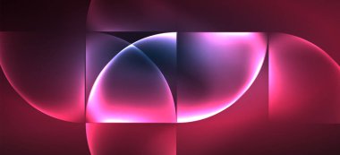 Aydınlık arka planda modern tarzda renkli mavi neon şekil yuvarlak üçgen. Karanlık alan, fütüristik teknoloji şablonu. Parlak mavi neon efekti.