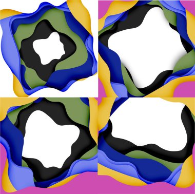 Soyut Web tasarımı için soyut dalgalar kesti. Renk geometrik deseni. Vektör soyut geometrik dinamik desen çerçevesi