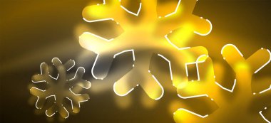 Bulanık Noel kar tanesi soyut arka plan, stilize minimal tasarım, Neon parlayan renkler. Vektör Neon arka plan. Kar arka planı