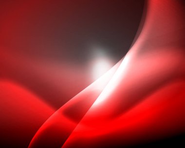 Parlak neon ışık hareket dalgaları ile karanlık alan. Soyut konsept grafik elemanı. Vektör Neon arka plan. Teknoloji arka planı