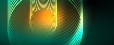 Parlak neon çizgiler şablonu-Kuzey ışıklar parlayan bulanıklık hatları. Futuristik tarzı Glow Neon 80s disko kulübü veya gece partisi techno şablon