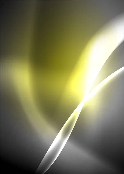 Espacio oscuro con ondas de movimiento de luz de neón brillante. Elemento gráfico conceptual abstracto. Fondo de neón vectorial. Contexto tecnológico — Vector de stock