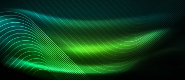 Neon parlayan elemanları, parlak hareket konsepti ile koyu arka plan