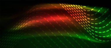 Neon parlayan elemanları, parlak hareket konsepti ile koyu arka plan