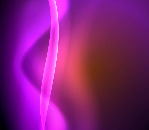 Warna cerah cerah neon templat gelombang abstrak. Cahaya terang abstrak. Efek cahaya neon yang bersinar. Latar belakang ruang. Bentuk abstrak - Stok Vektor