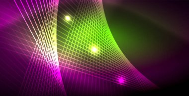 Neon parlayan çizgiler, sihirli enerji uzay ışığı konsepti, soyut arka plan duvar kağıdı tasarımı