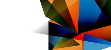 Vintage soyut üçgen mozaik kompozisyon VECTON beyaz arka plan ile şablon. Basit tasarım arka plan. Modern düz tasarım. Güzel vektör deseni.