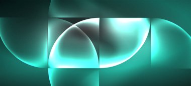 Neon parlayan techno hatları, Hi-Tech futuristik soyut arka plan. Koyu uzayda soyut şekiller ile şablon