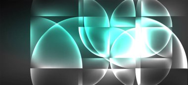 Neon parlayan techno hatları, Hi-Tech futuristik soyut arka plan. Koyu uzayda soyut şekiller ile şablon