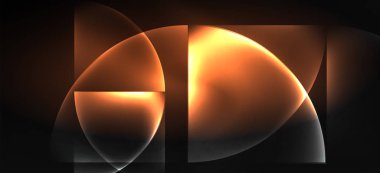 Neon parlayan techno hatları, Hi-Tech futuristik soyut arka plan. Koyu uzayda soyut şekiller ile şablon