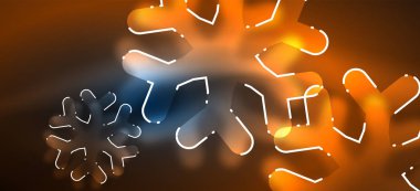 Bulanık Noel kar tanesi soyut arka plan, stilize minimal tasarım, Neon parlayan renkler. Vektör Neon arka plan. Kar arka planı