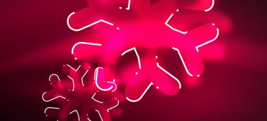 Bulanık Noel kar tanesi soyut arka plan, stilize minimal tasarım, Neon parlayan renkler. Vektör Neon arka plan. Kar arka planı