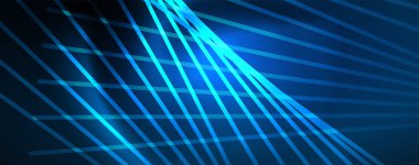 Neon mavi parlak çizgiler, sihirli enerji alanı ışık kavramı, arka plan duvar kağıdı tasarımı