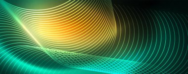 Parlak neon çizgiler şablonu-Kuzey ışıklar parlayan bulanıklık hatları. Futuristik tarzı Glow Neon 80s disko kulübü veya gece partisi techno şablon