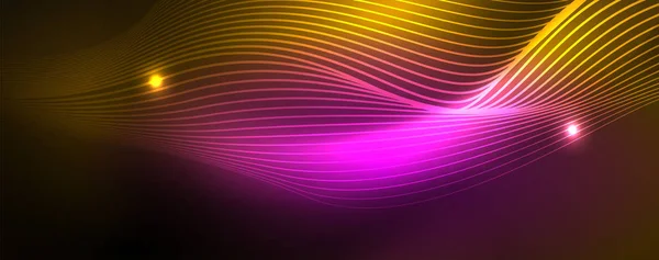 光沢のあるネオンラインテクノ魔法未来的な背景、魔法のエネルギー空間ライトコンセプト、抽象的な背景壁紙デザイン — ストックベクタ