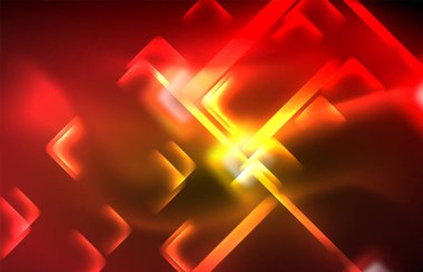 Siyah Neon parlak ışık hatları, techno modern şablon