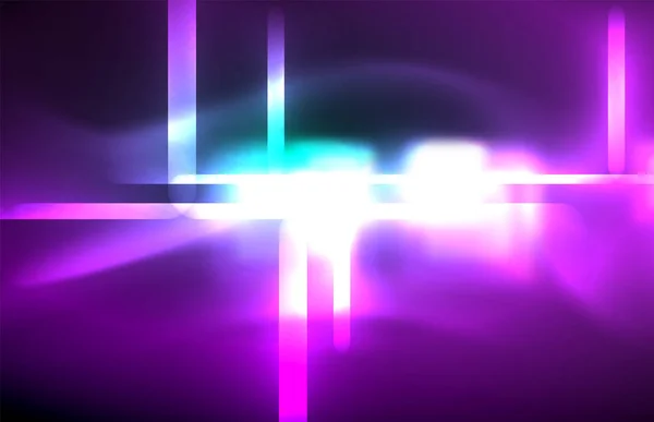 Неоновые квадратные и линии света на темном фоне с размытыми эффектами — стоковый вектор