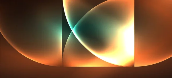 Techno strălucitoare de sticlă forme geometrice fundal vectorial, șablon întunecat futurist cu efecte de lumină neon și forme simple — Vector de stoc