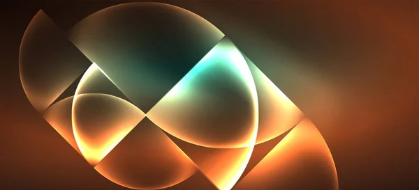 Техно светящиеся геометрические формы стекла векторный фон, футуристический темный шаблон с неоновыми световыми эффектами и простыми формами — стоковый вектор