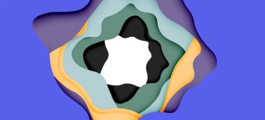 Soyut geometrik desen. 3D kağıt katmanları renkli dalga arka plan kesti. Origami Web arka plan için soyut dalgalar kesti