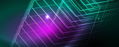 Parlak parlayan tasarım arka plan, Neon tarzı hatları, teknoloji kavramı, vektör