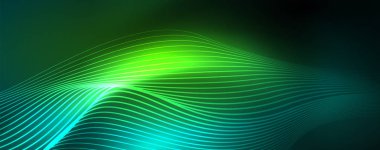 Parlak neon vektör dalga çizgi soyut arka plan, hareket kavramı