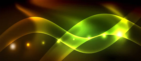 Neonové barevné vlny, abstraktní pozadí, kouzelný techno futuristické světlo — Stockový vektor