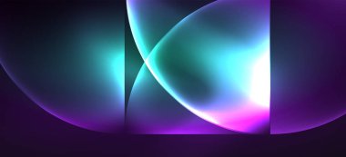 Neon parlayan techno hatları, Hi-Tech futuristik soyut arka plan. Koyu uzayda soyut şekiller ile şablon