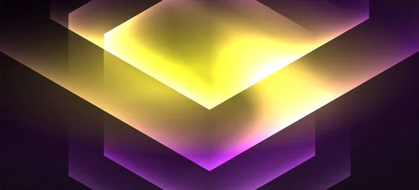 Shiny hexagon neon template. Futuristic digital technology concept. Vector abstract graphic design. — Stock Vector