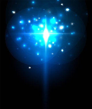 Kutlama tasarımı için soyut mavi neon yıldız arka plan. Lüks şenlikli arka plan.