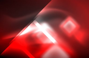 Bulanık efektler ile koyu arka planda Neon kare ve hat ışıkları