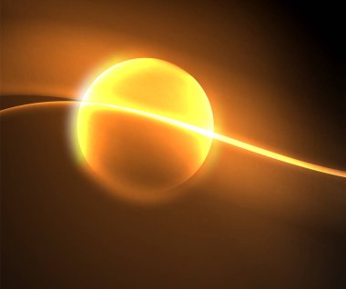 Parlak neon ışık hareket dalgaları ile karanlık alan. Soyut konsept grafik elemanı. Vektör Neon arka plan. Teknoloji arka planı