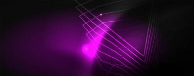 Parlak neon techno şablonu. Neon hatları arka plan, 80s tarzı lazer ışınları