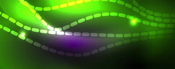 Neon vektör dalga hatları soyut arka plan, sihirli futuristik techno tasarım — Stok Vektör