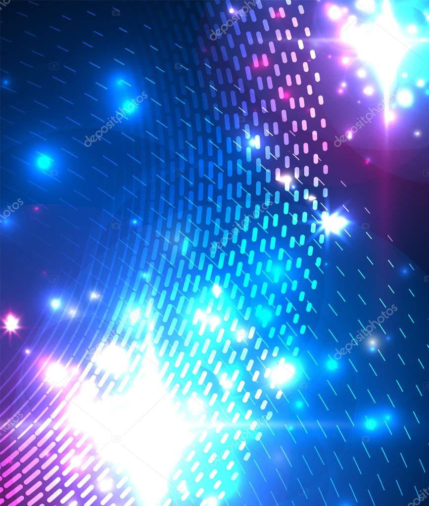 Abstract blue neon star background for celebration design. Luxury festive background.