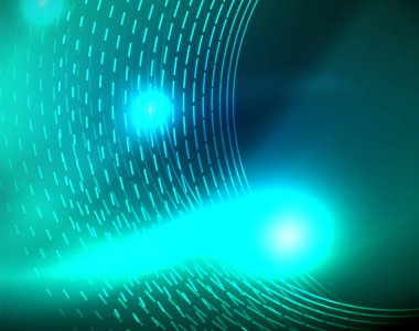 Mavi Neon çemberler, soyut dairesel çizgiler. Parlayan daire soyut desen arka plan