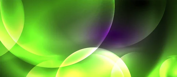 円抽象的な背景を持つ光沢のあるネオンカラーライト — ストックベクタ