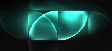 Neon parlayan techno hatları, Hi-Tech futuristik soyut arka plan. Koyu uzayda soyut şekiller ile şablon