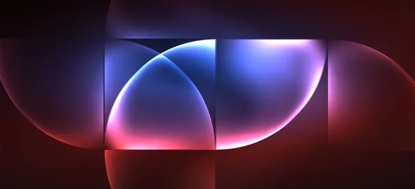 Dynamiska linjer och former, glas Neon glödande effekt. Modern Neon Glow geometriska former, bra design för alla ändamål — Stock vektor