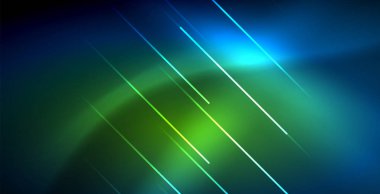 Neon parlayan techno hatları, mavi Hi-Tech futuristik soyut arka plan ışık ile şablon