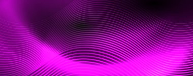 Parlak renkli neon ışıkları ve hatları ile koyu soyut arka plan. Arka planda parlayan