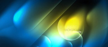 Mavi Neon yuvarlak şekiller techno arka plan