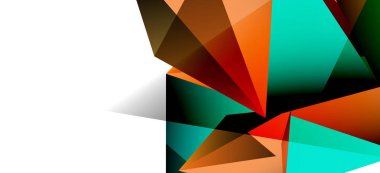 Vintage soyut üçgen mozaik kompozisyon VECTON beyaz arka plan ile şablon. Basit tasarım arka plan. Modern düz tasarım. Güzel vektör deseni.