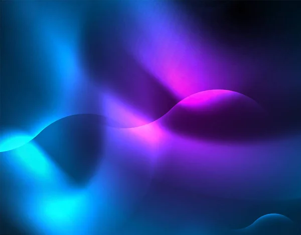 Linee d'onda incandescente al neon, blu hi-tech futuristico modello astratto sfondo — Vettoriale Stock